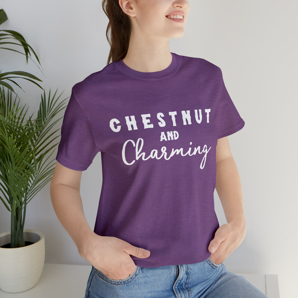 Chestnut & Charming Short Sleeve Tee Horse Color Shirt Printify Heather Team Purple S 