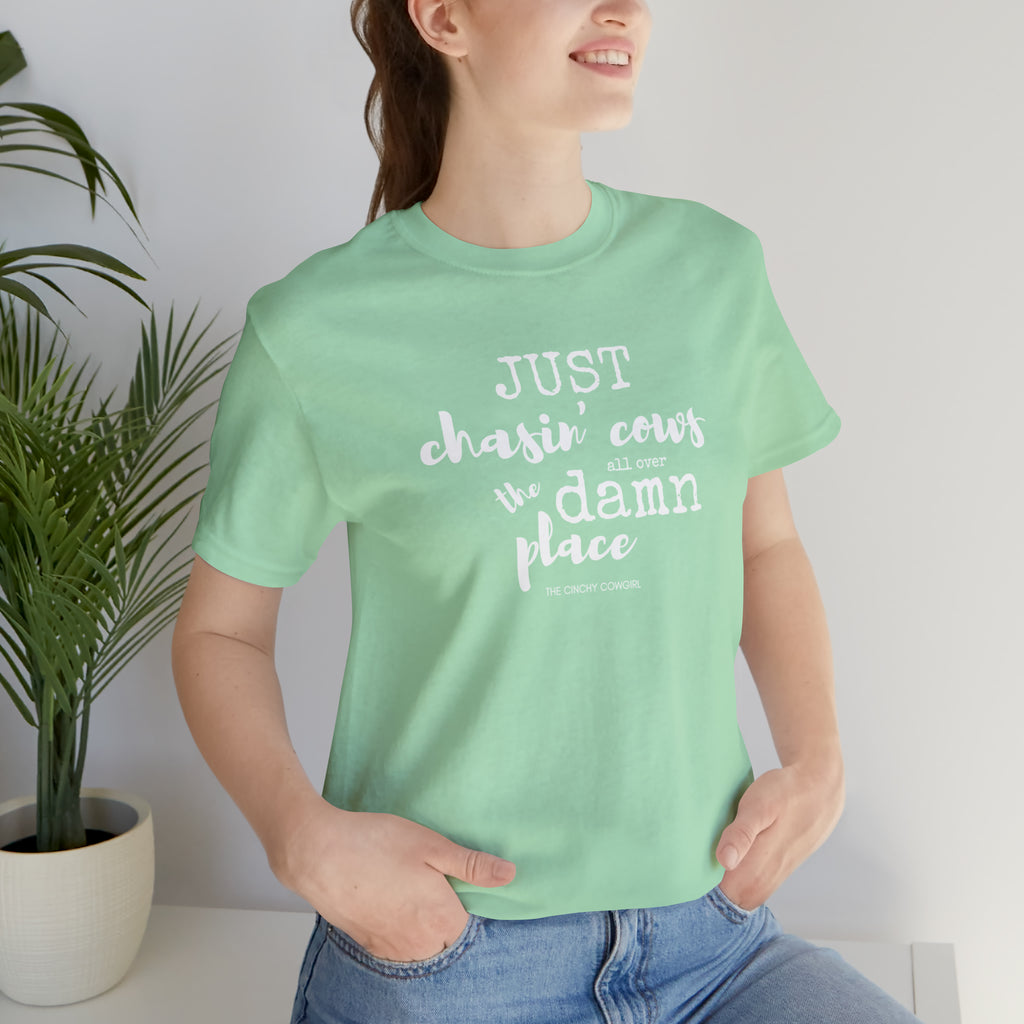 Just Chasin' Cows Mint Short Sleeve Tee