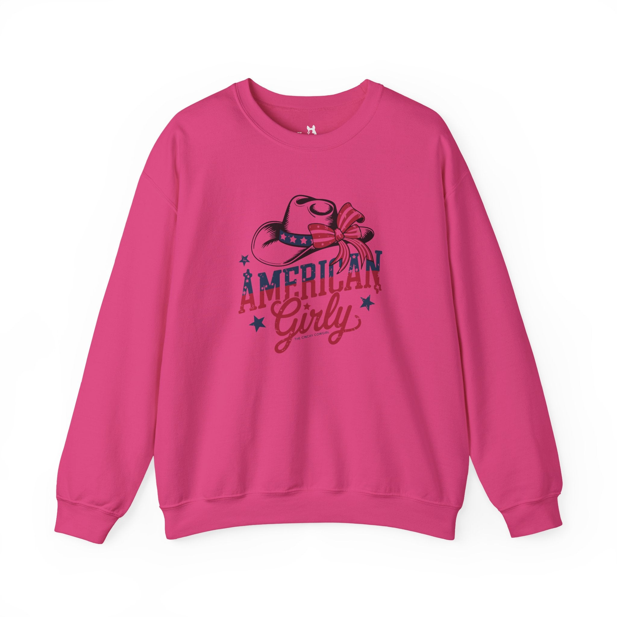 American Girly Fleece Pullover Sweatshirt The Cinchy Cowgirl - Print S Heliconia