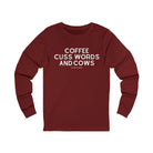 Coffee, Cuss Words And Cows Long Sleeve Tee Long-sleeve The Cinchy Cowgirl - Print S Cardinal