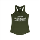 Coffee, Cuss Words And Horses Tank Top Tank Top The Cinchy Cowgirl - Print XS Solid Military Green