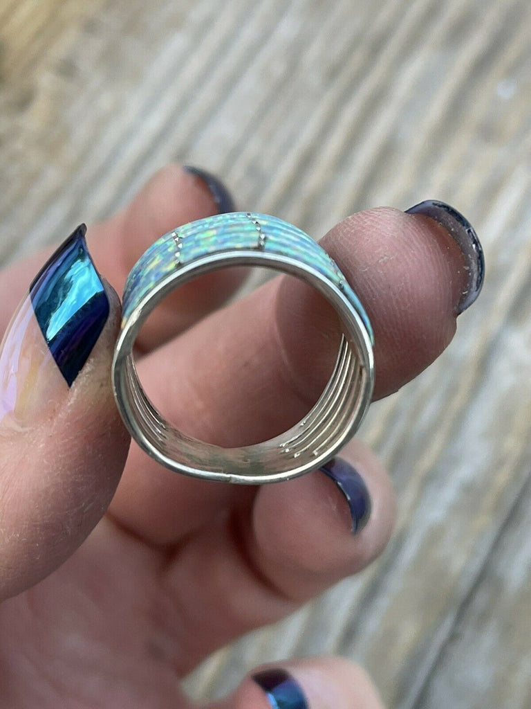 Iridescent Opal Stacked Ring NT jewelry Nizhoni Traders LLC   