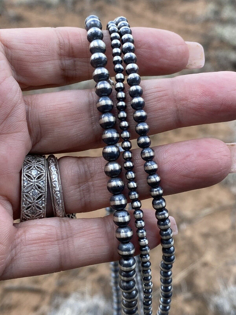 18" Three Strand Stacked Navajo Pearl Necklaces NT jewelry Nizhoni Traders LLC   