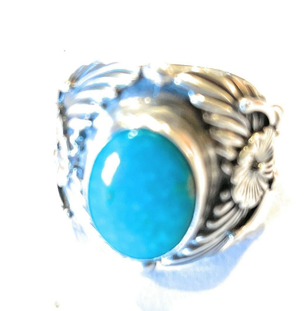 Southwestern Flower & Feather Ring NT jewelry Nizhoni Traders LLC   