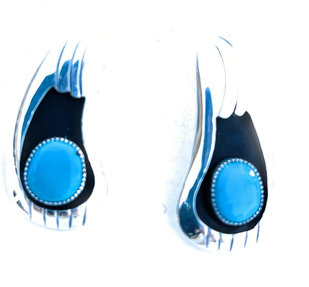 Bear Paw Turquoise Post Earrings NT jewelry Nizhoni Traders LLC   