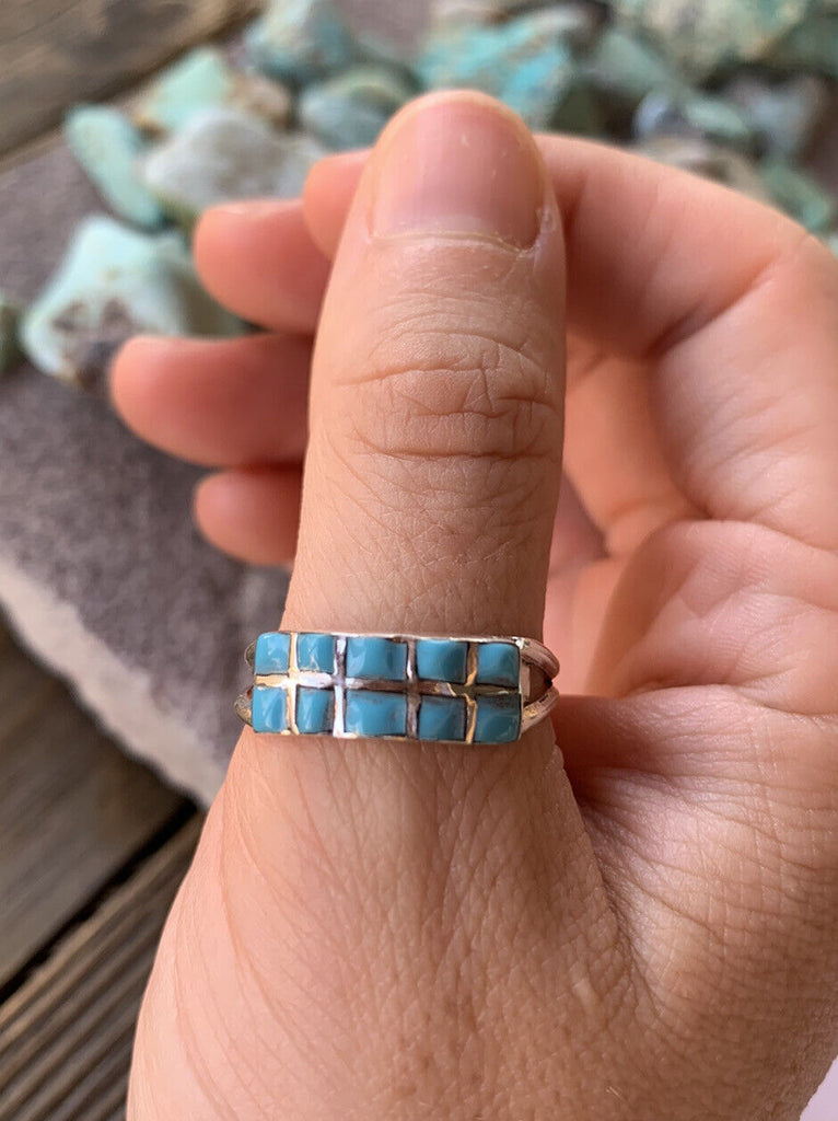 Double Stack Turquoise Ring NT jewelry Nizhoni Traders LLC   