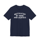 Motivated By Wine & Horses Short Sleeve Tee T-Shirt The Cinchy Cowgirl - Print Navy XS