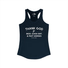 Thank God for Beer, Good Dirt & Fast Horses Tank Top Tank Top The Cinchy Cowgirl - Print XS Solid Midnight Navy