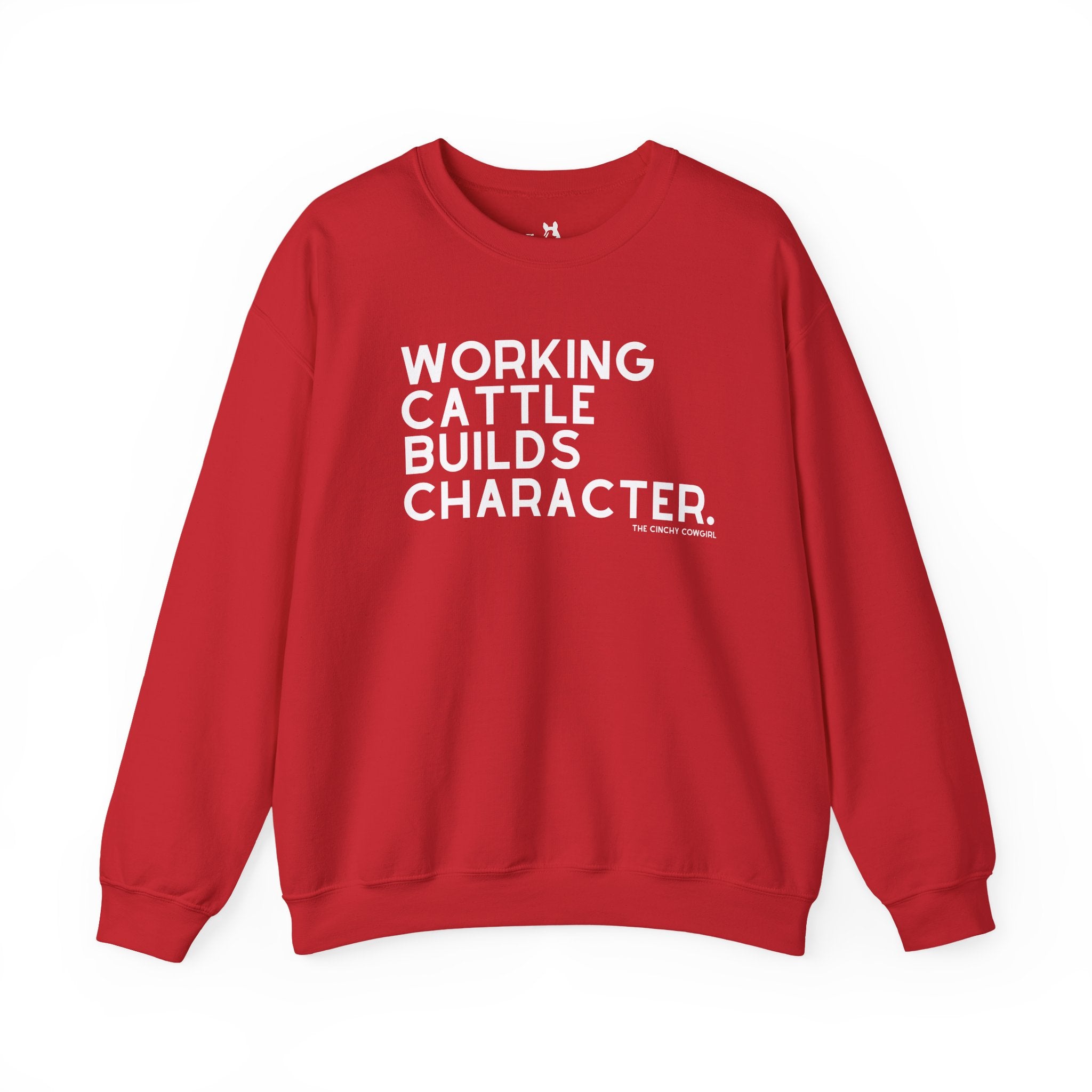 Working Cattle Builds Character Pullover Sweatshirt The Cinchy Cowgirl - Print S Red