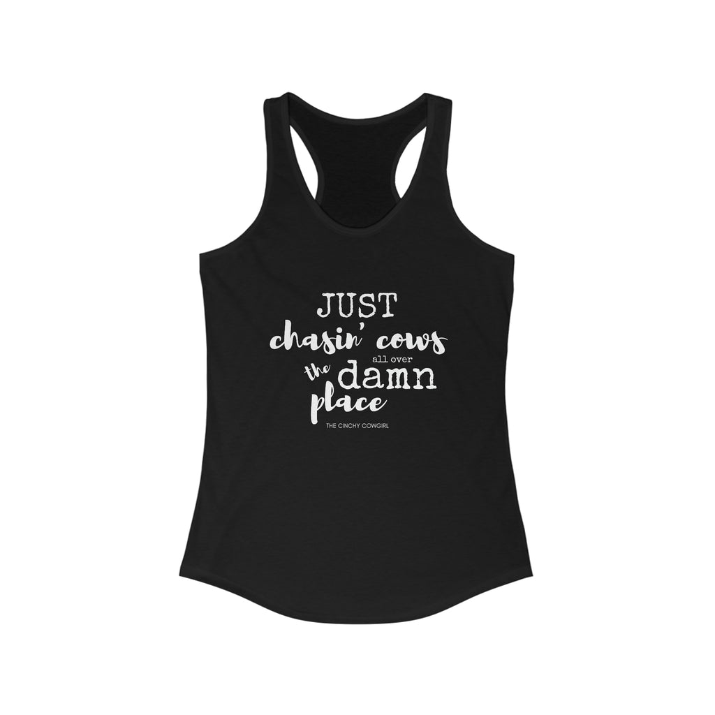 Just Chasin' Cows Racerback Tank tcc graphic tee Printify XS Solid Black 