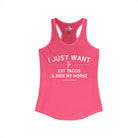 I Just Want To Eat Tacos And Ride My Horse Tank Top Tank Top The Cinchy Cowgirl - Print XS Solid Hot Pink