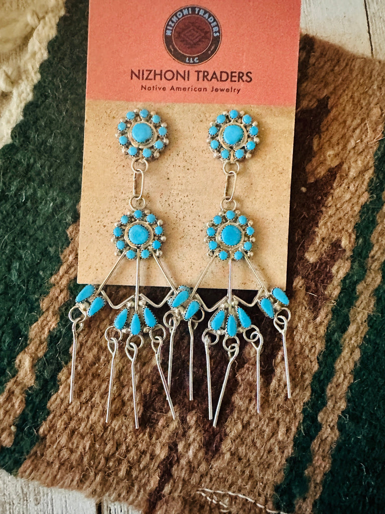 Zuni Chandelier Dangle Earrings NT jewelry Nizhoni Traders LLC   
