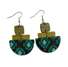 Brown and Turquoise Aztec Faux Leather Earrings Earrings Sassy Sage
