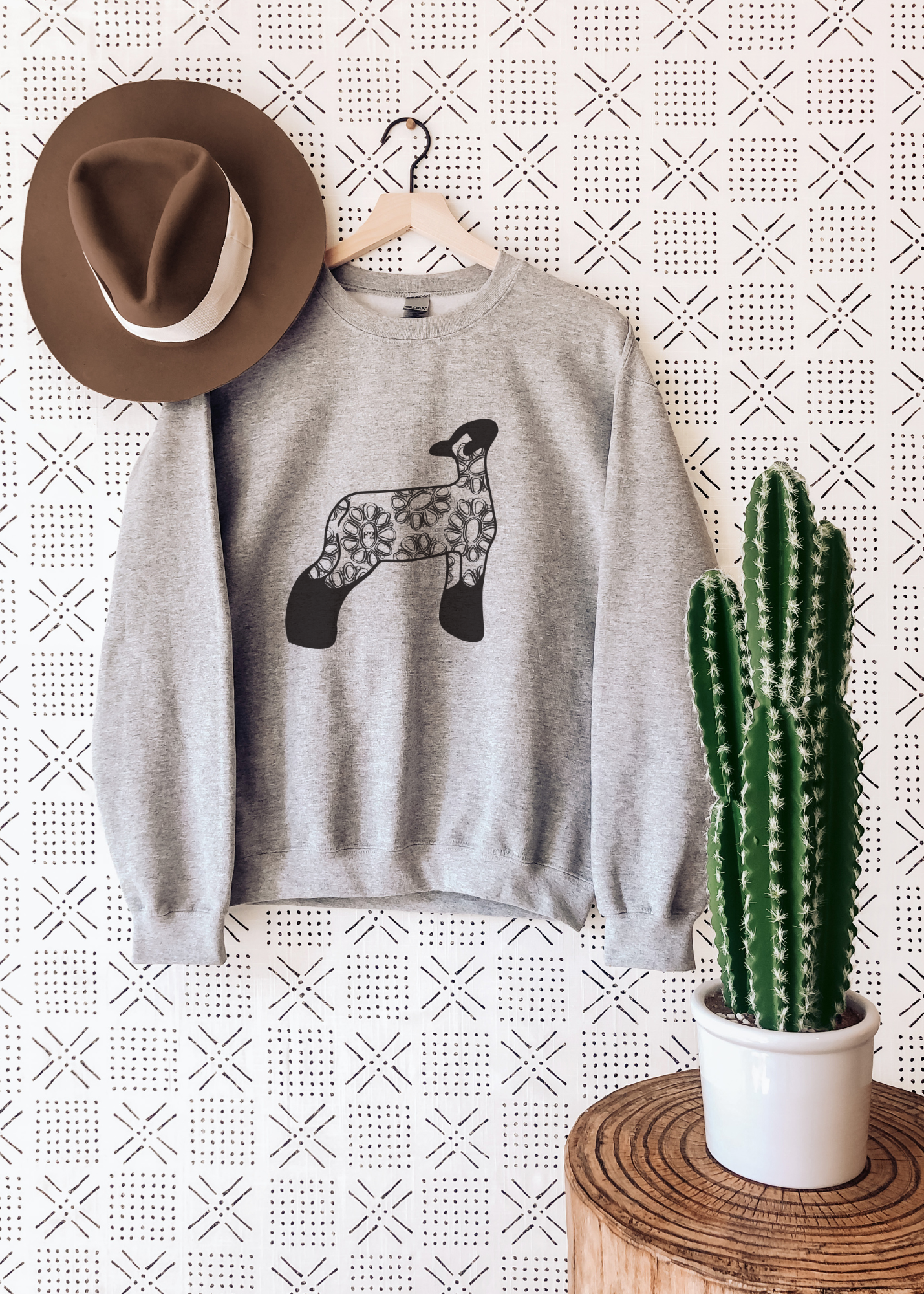 Squash Blossom Show Lamb Crewneck Sweatshirt Pullover The Cinchy Cowgirl   
