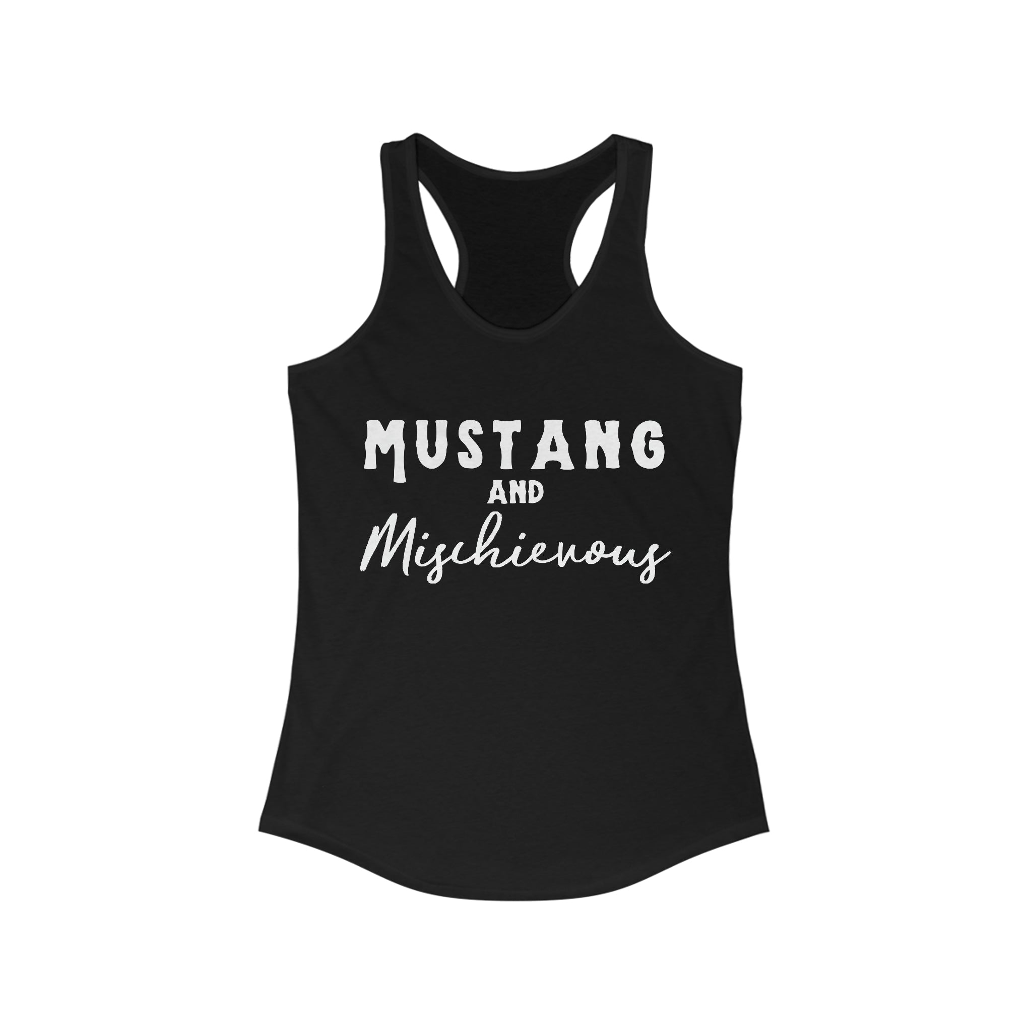 Mustang & Mischievous Racerback Tank Horse Color Shirts Printify XS Solid Black 
