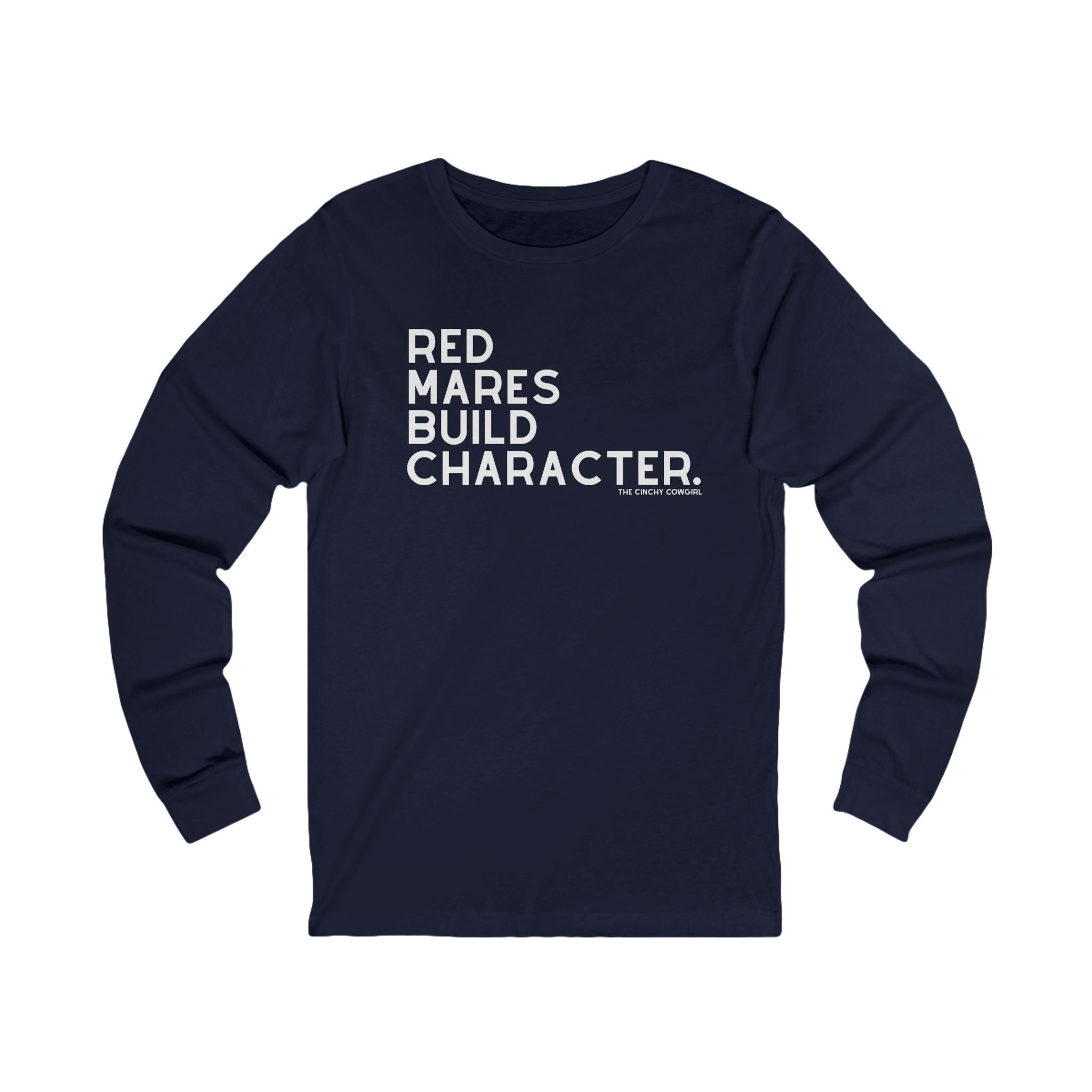 Red Mares Build Character Long Sleeve Tee Long-sleeve The Cinchy Cowgirl - Print S Navy