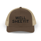 Well Sheeyit Trucker Hat Embroidered TCC Hat The Cinchy Cowgirl- Print Brown / Khaki