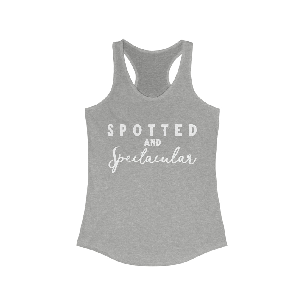 Spotted & Spectacular Racerback Tank Horse Color Shirts Printify XS Heather Grey 