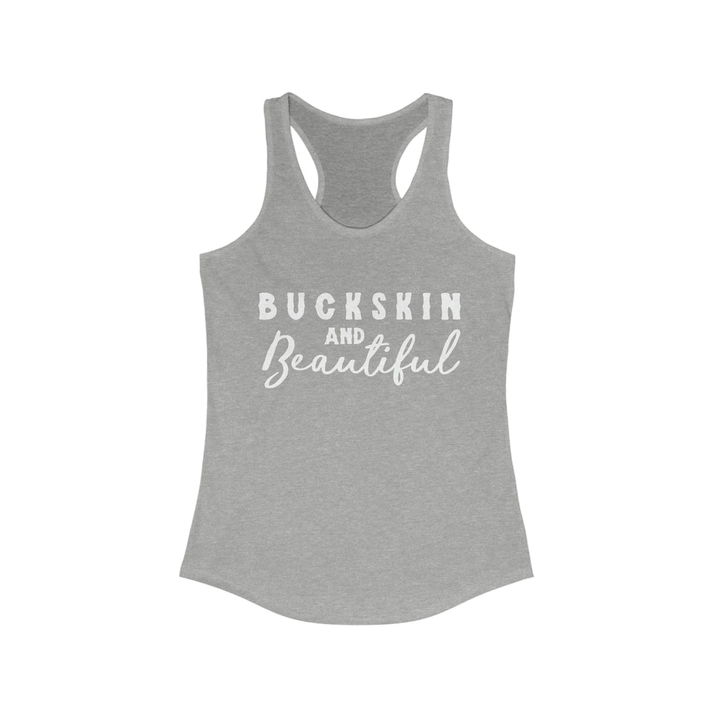 Buckskin & Beautiful Racerback Tank Horse Color Shirts Printify S Heather Grey 