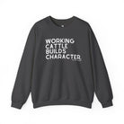 Working Cattle Builds Character Pullover Sweatshirt The Cinchy Cowgirl - Print S Dark Heather