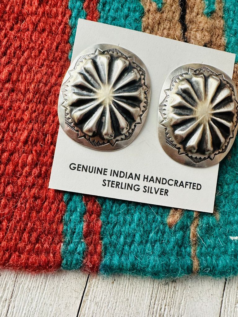 Navajo Concho Post Earrings NT jewelry Nizhoni Traders LLC   