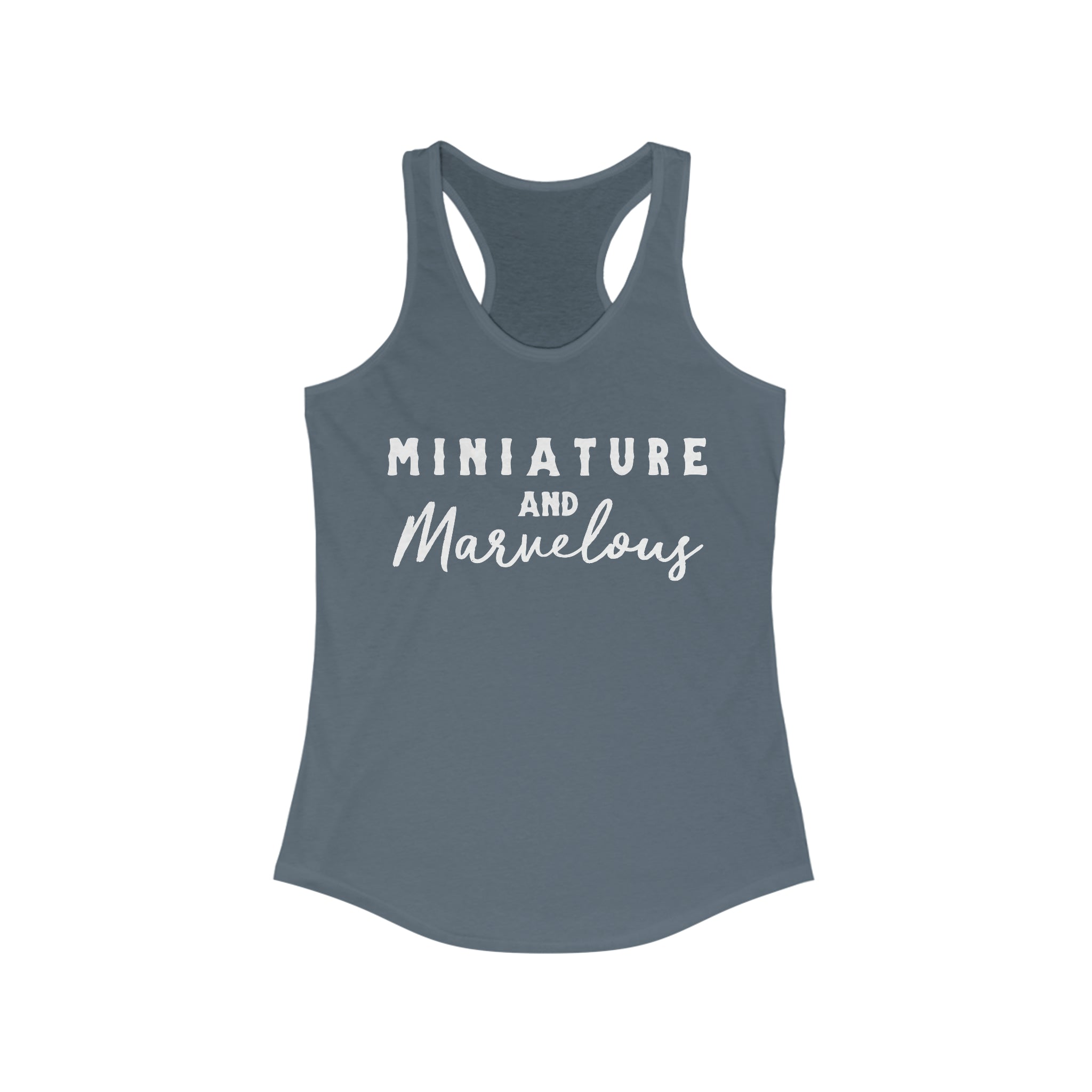 Miniature & Marvelous Racerback Tank Horse Color Shirts Printify XS Solid Indigo 