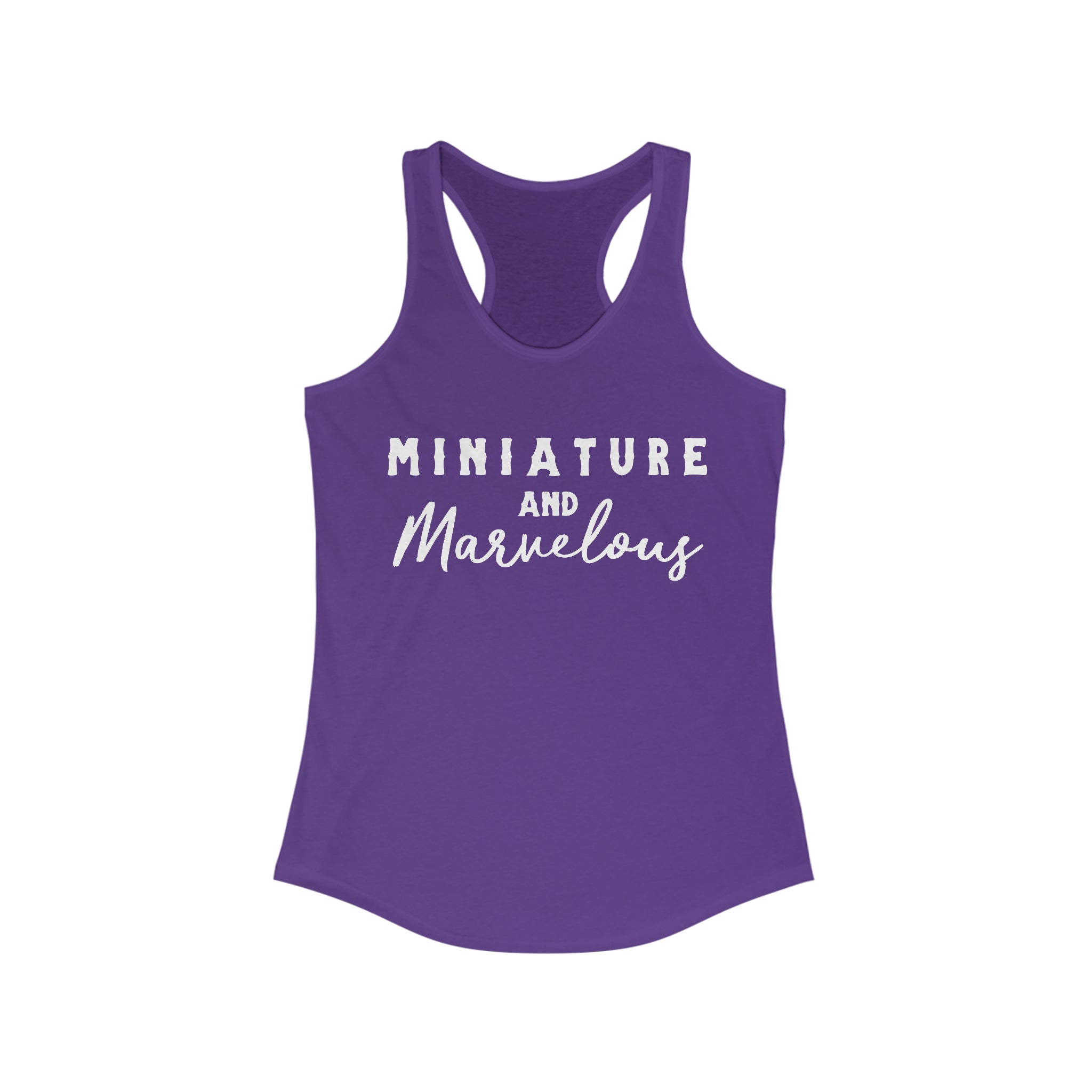 Miniature & Marvelous Racerback Tank Horse Color Shirts Printify XS Solid Purple Rush 