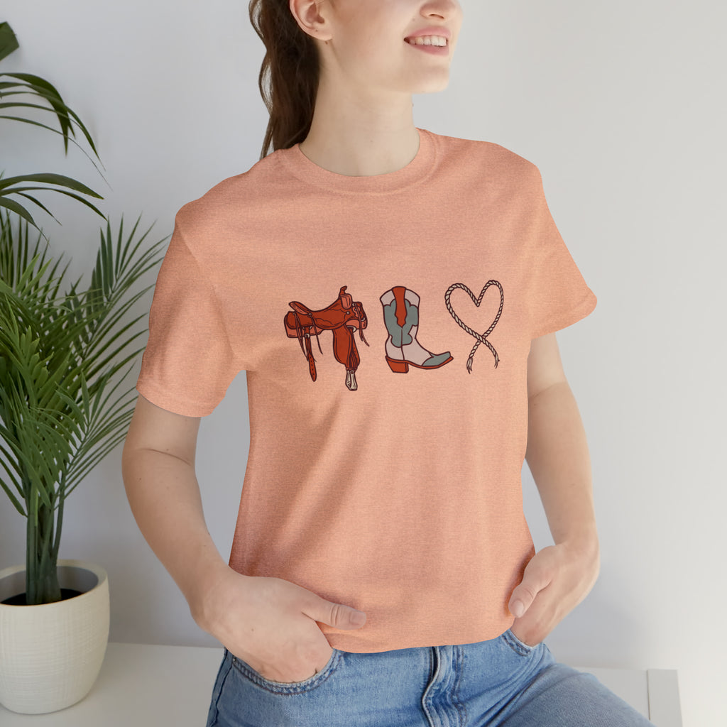 Western Love Peach Short Sleeve Tee