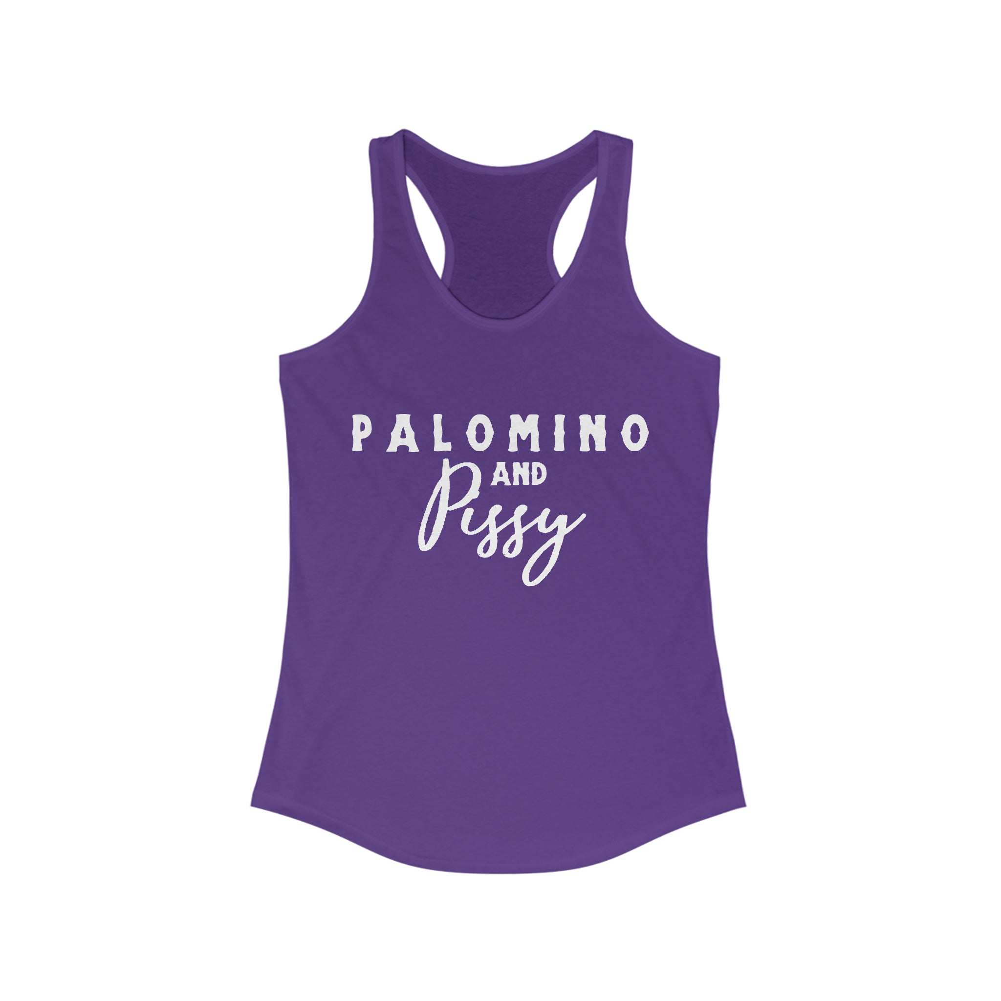 Palomino & Pissy Racerback Tank Horse Color Shirts Printify XS Solid Purple Rush 