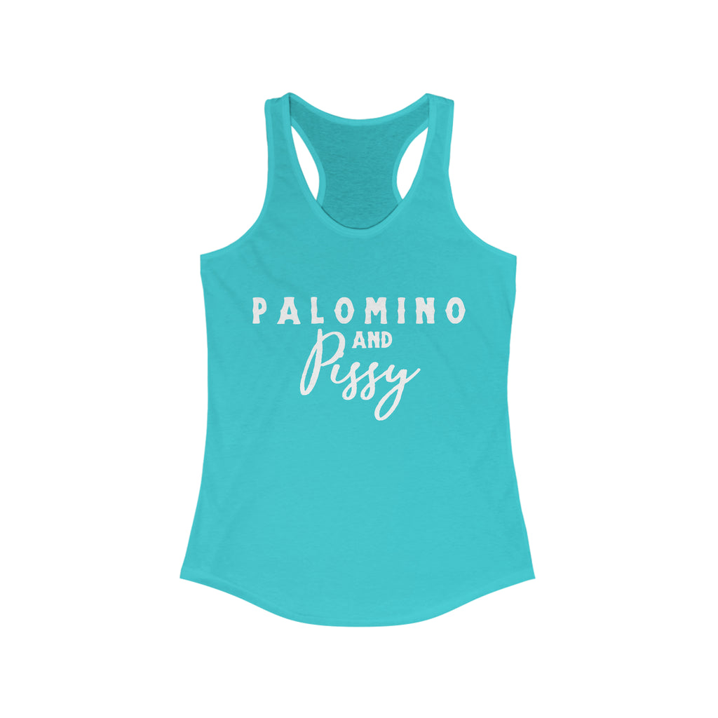 Palomino & Pissy Racerback Tank Horse Color Shirts Printify XS Solid Tahiti Blue 