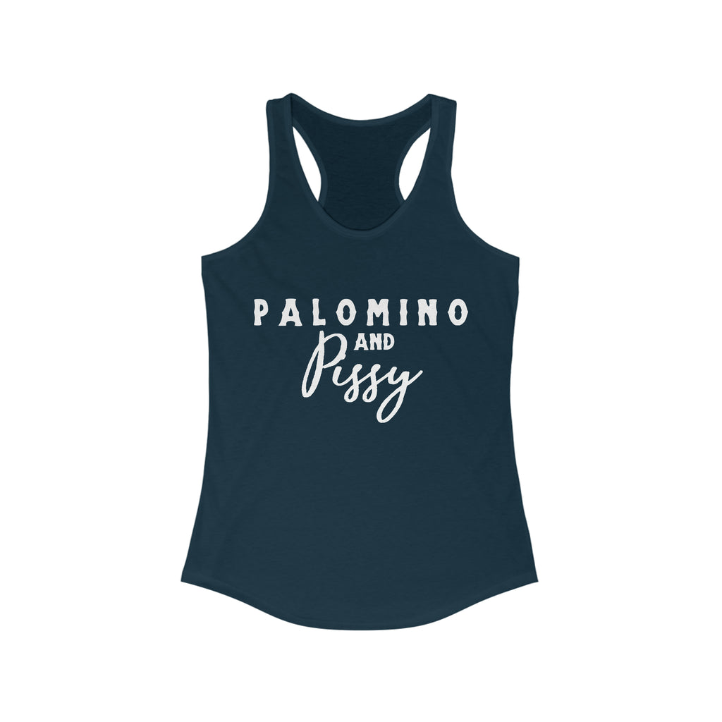 Palomino & Pissy Racerback Tank Horse Color Shirts Printify XS Solid Midnight Navy 