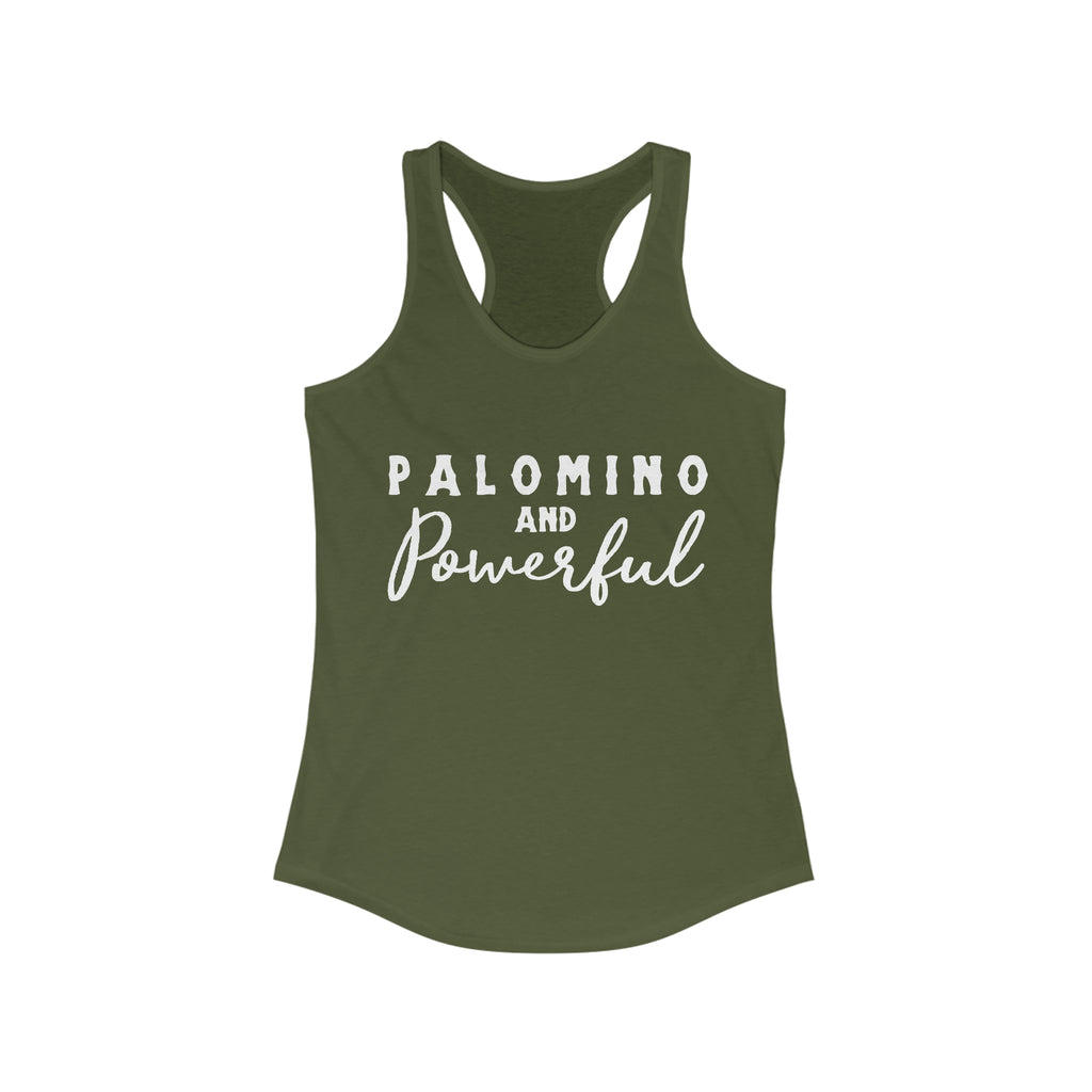 Palomino & Powerful Racerback Tank Horse Color Shirts Printify XS Solid Military Green 
