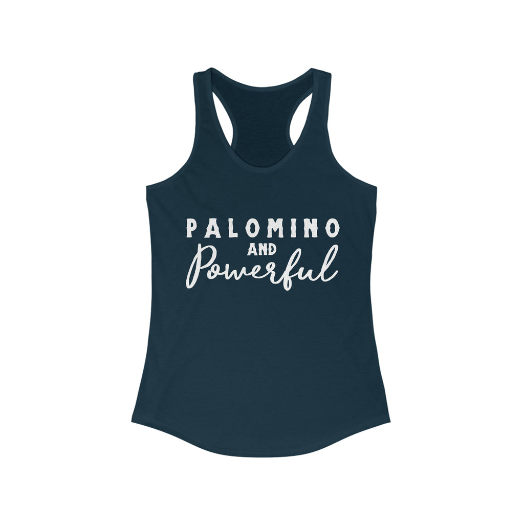 Palomino & Powerful Racerback Tank Horse Color Shirts Printify XS Solid Midnight Navy 