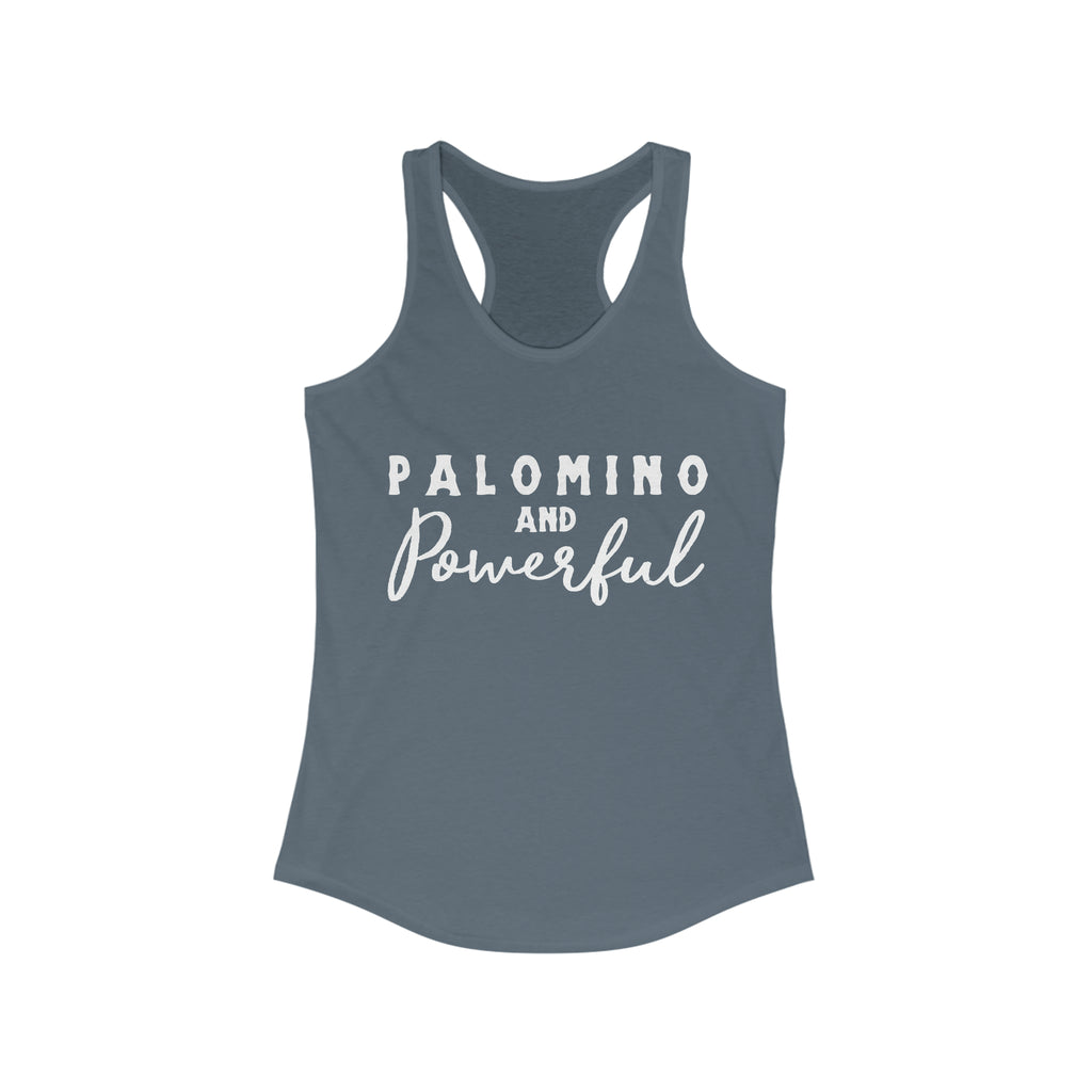 Palomino & Powerful Racerback Tank Horse Color Shirts Printify S Solid Indigo 