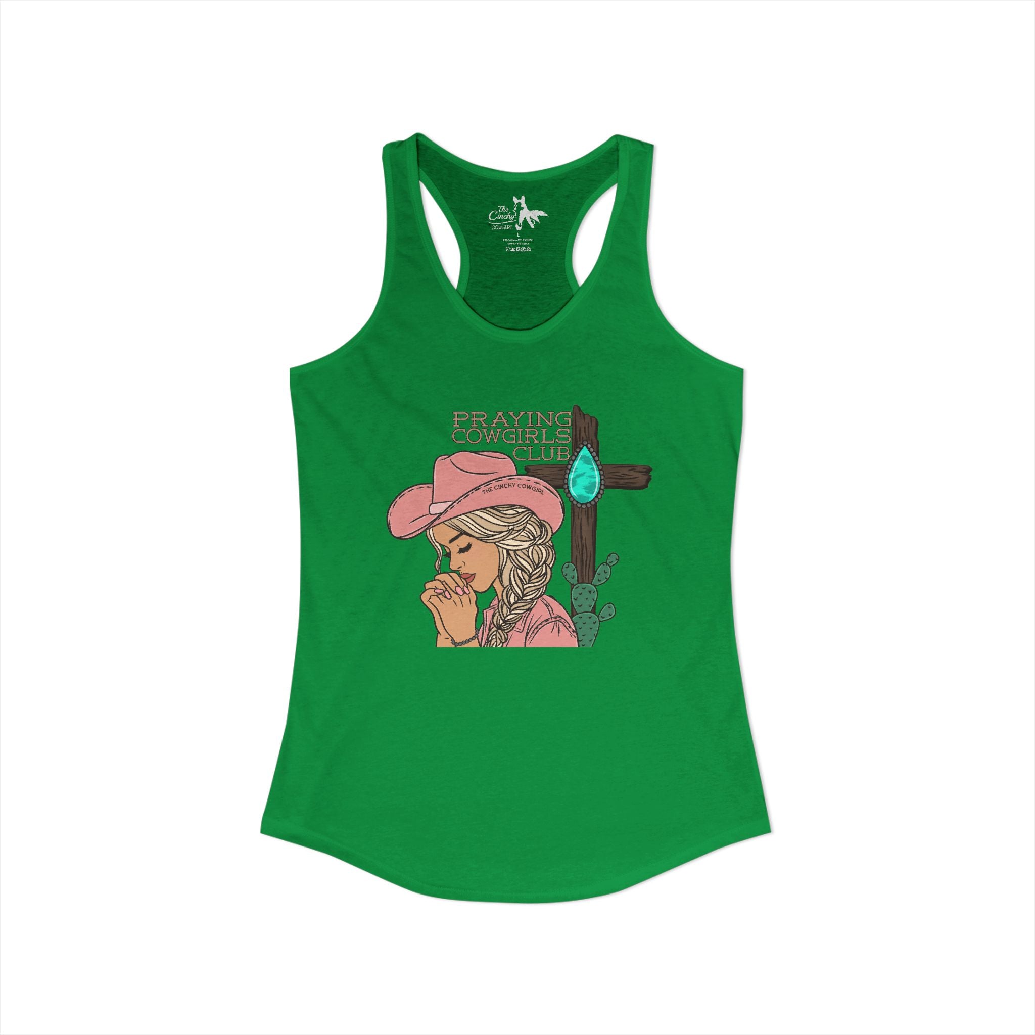 Praying Cowgirls Club Tank Top Tank Top The Cinchy Cowgirl - Print XS Solid Kelly Green