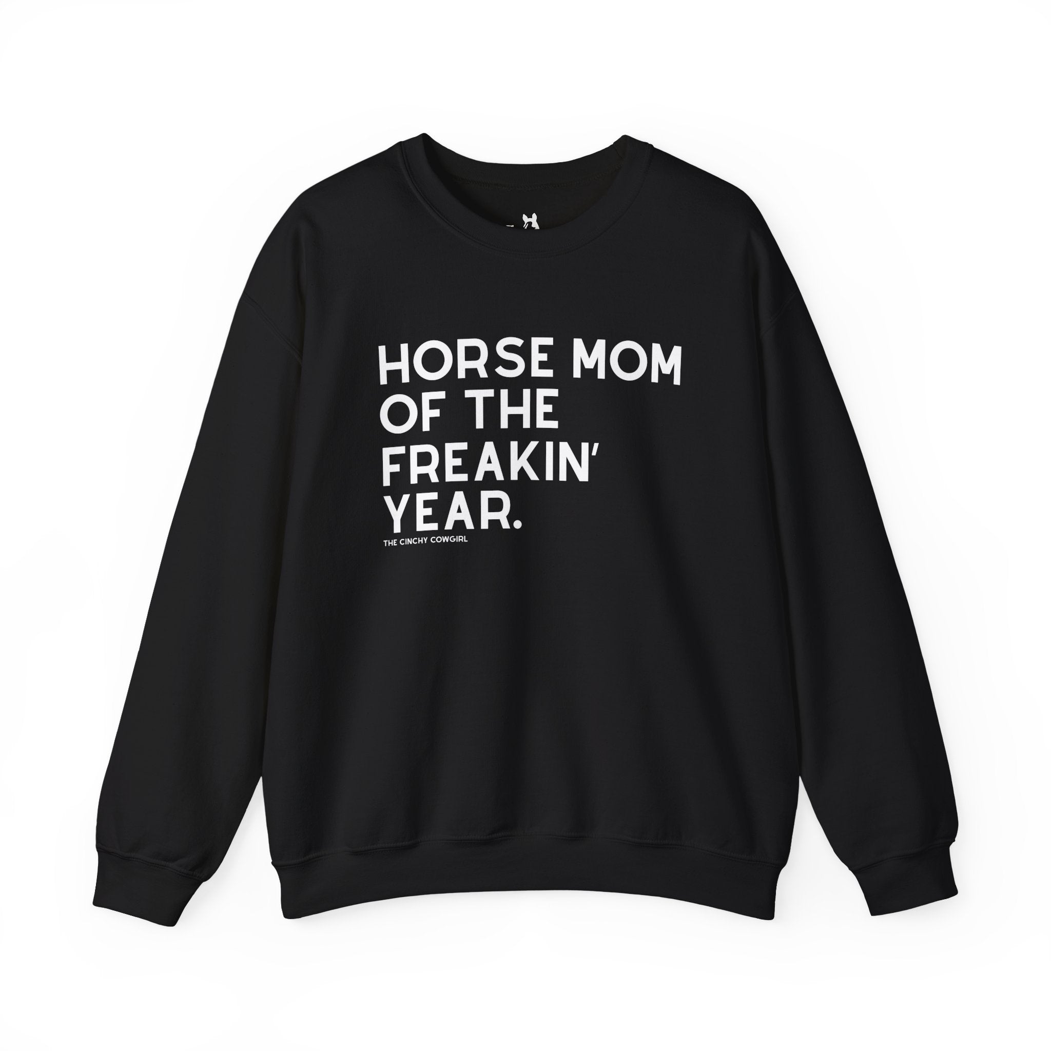 Horse Mom of the Freakin' Year Fleece Pullover Graphic Pullover The Cinchy Cowgirl - Print S Black