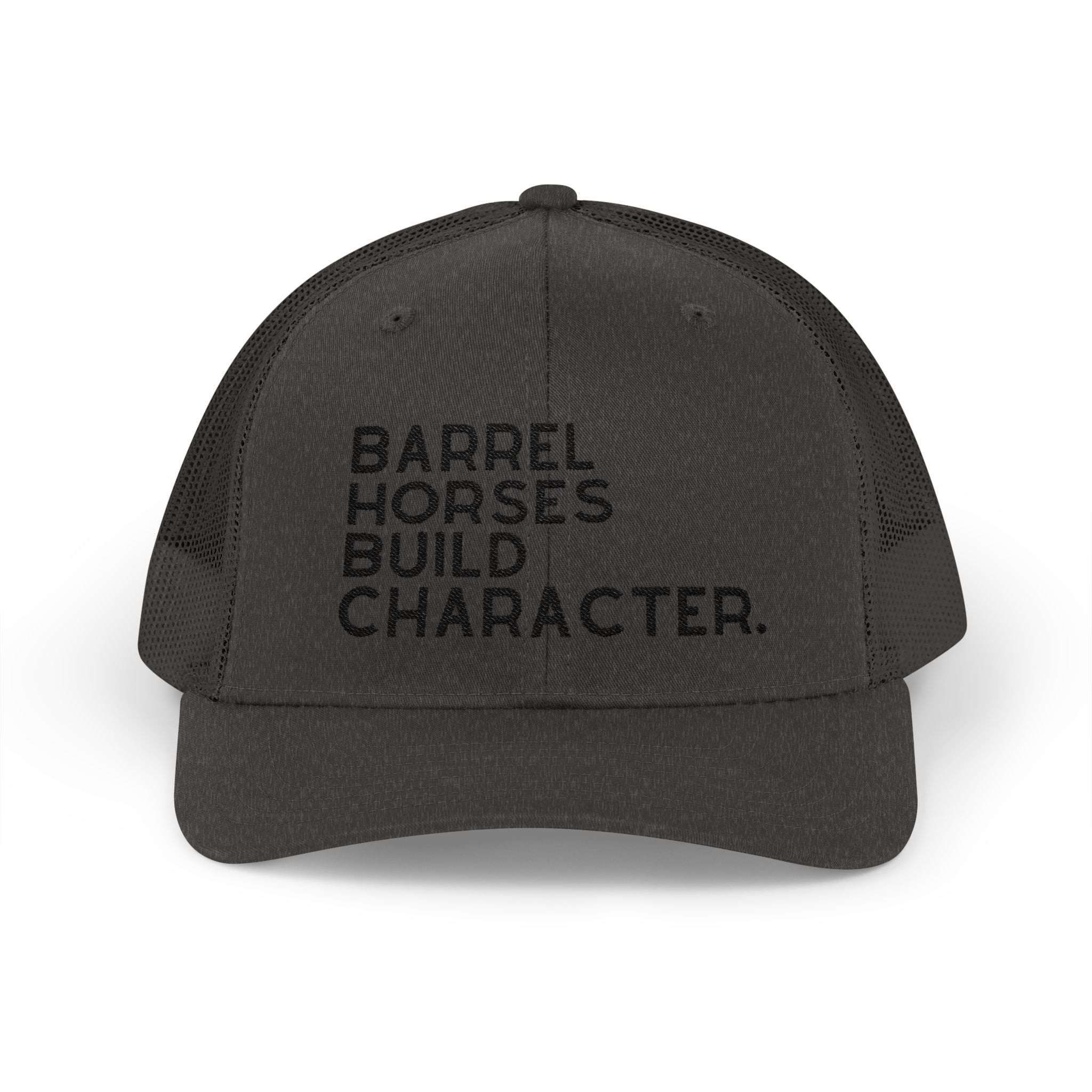Barrel Horses Build Character Embroidered Hat Hats The Cinchy Cowgirl - Print Dark Heather Grey One size