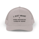 I Just Want To Drink Margaritas and Ride My Horse Trucker Hat Hats The Cinchy Cowgirl - Print Silver One size