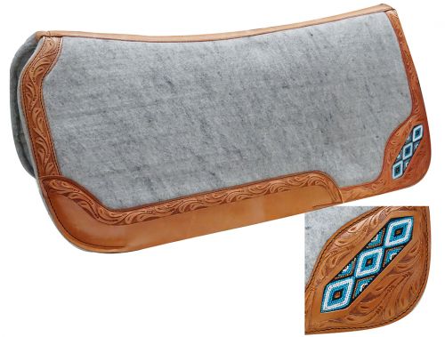 Grey Beaded Inlay Felt Saddle Pad western saddle pad Shiloh   