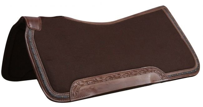 Brown Wool Memory Felt Leather Trim Saddle Pad western saddle pad Shiloh   