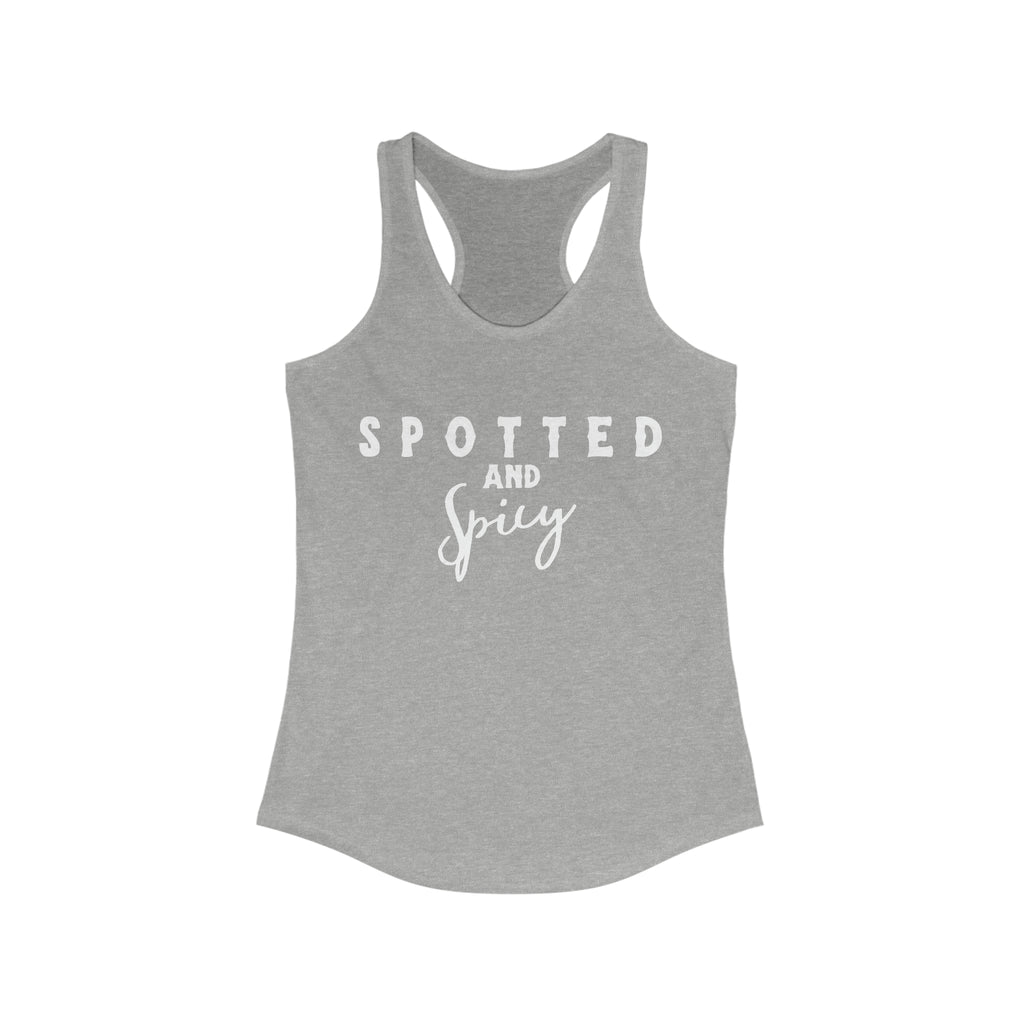 Spotted & Spicy Racerback Tank Horse Color Shirts Printify XS Heather Grey 