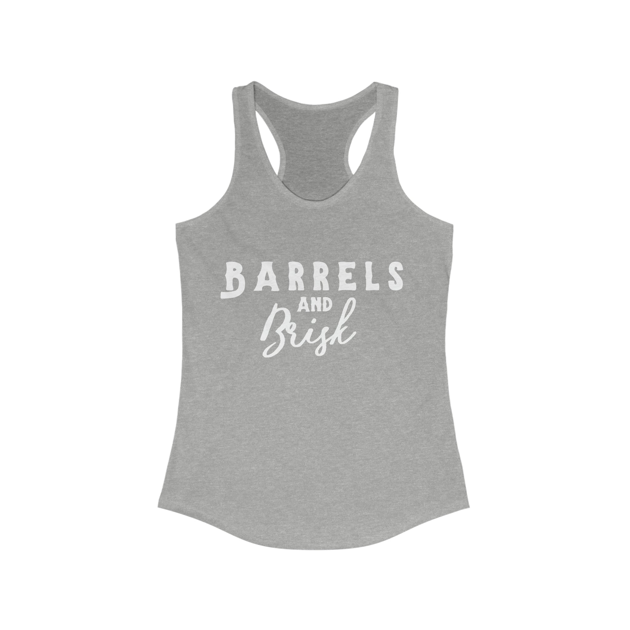 Barrels & Brisk Racerback Tank Horse Riding Discipline Tee Printify XS Heather Grey 
