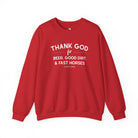 Thank God for Beer, Good Dirt & Fast Horses Pullover tcc pullover The Cinchy Cowgirl - Print S Red