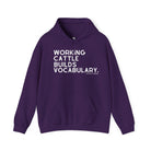 Working Cattle Builds Vocabulary Hoodie Graphic Hoodie The Cinchy Cowgirl - Print Purple S