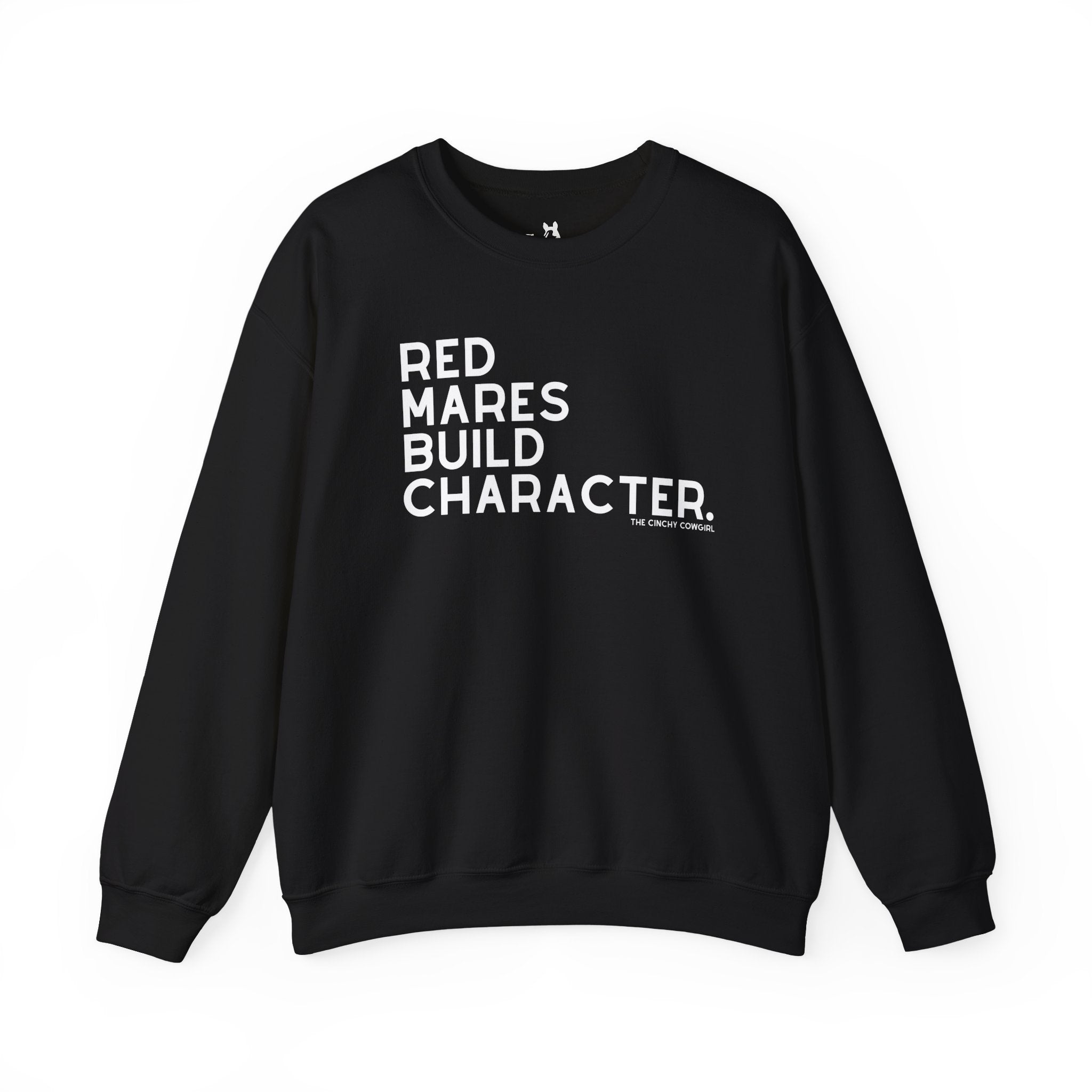Red Mares Build Character Pullover Sweatshirt The Cinchy Cowgirl - Print S Black