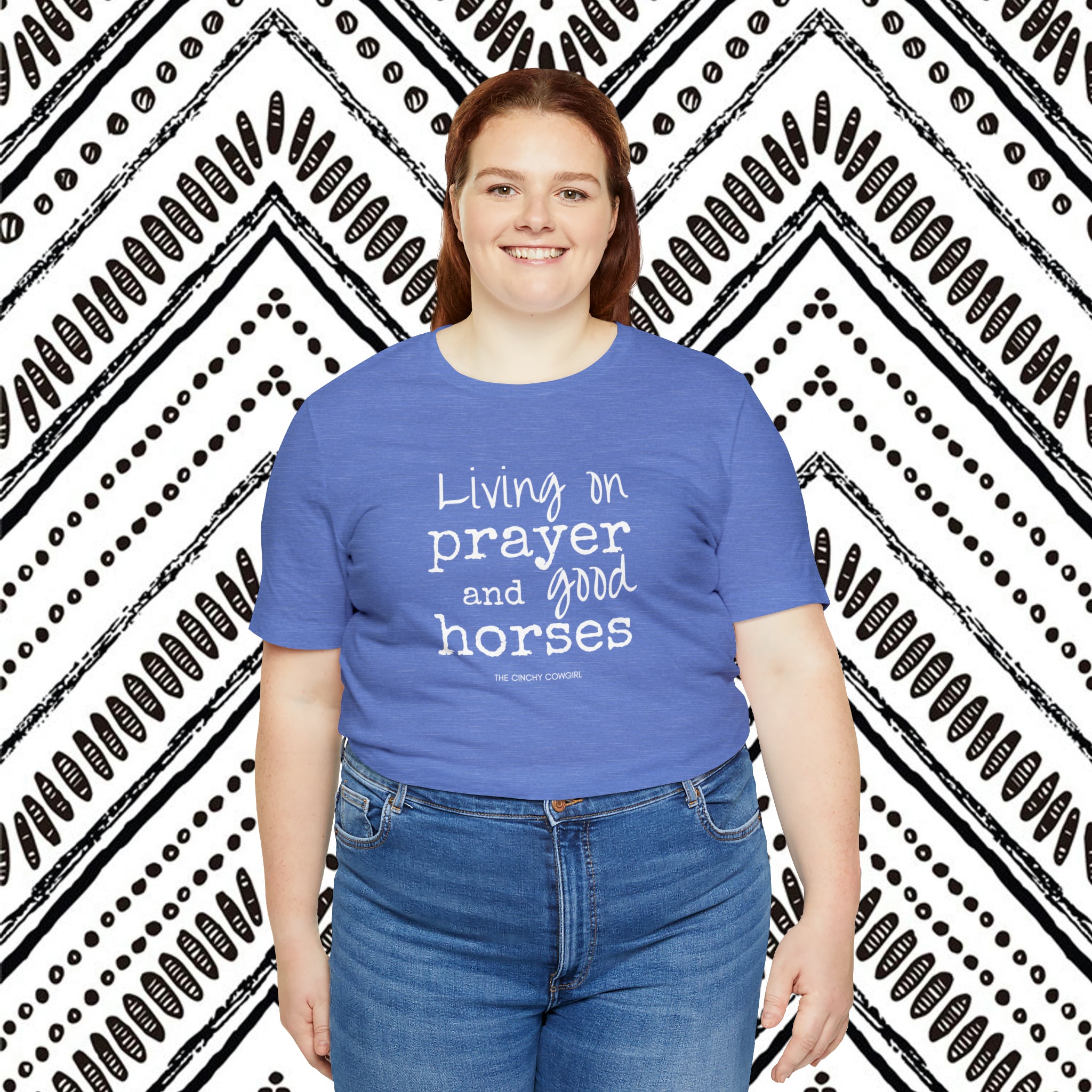 Living on Prayer & Horses Short Sleeve Tee tcc graphic tee Printify   