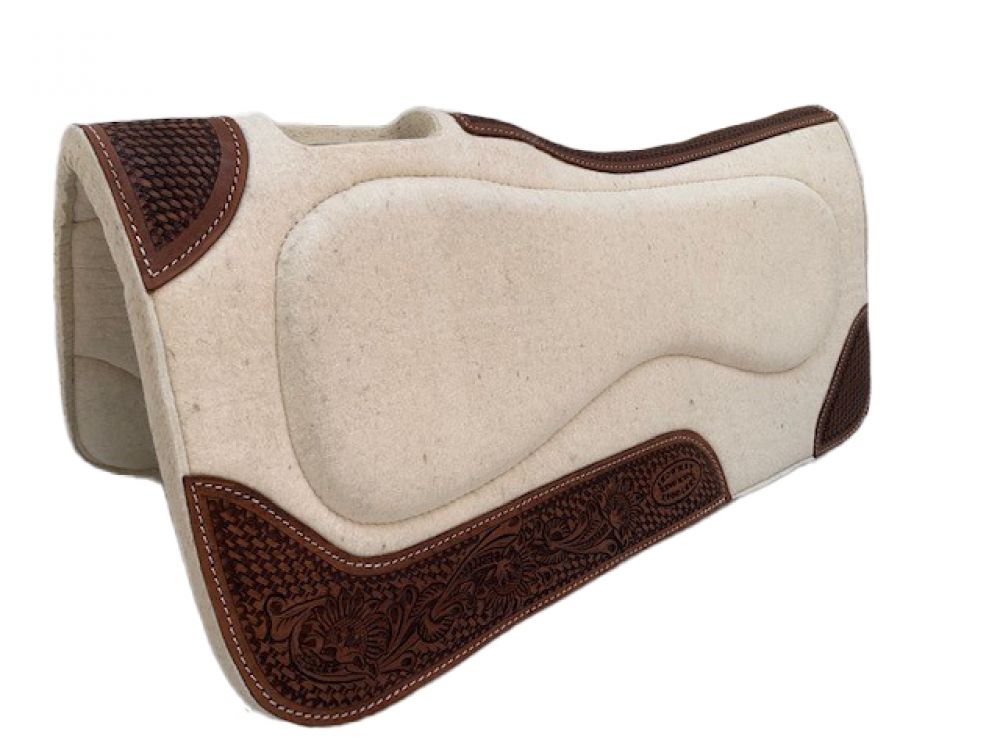 Tooled Leather Wool Saddle Pad western saddle pad Shiloh   