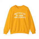 Motivated By Wine & Horses Fleece Pullover Sweatshirt The Cinchy Cowgirl - Print S Gold
