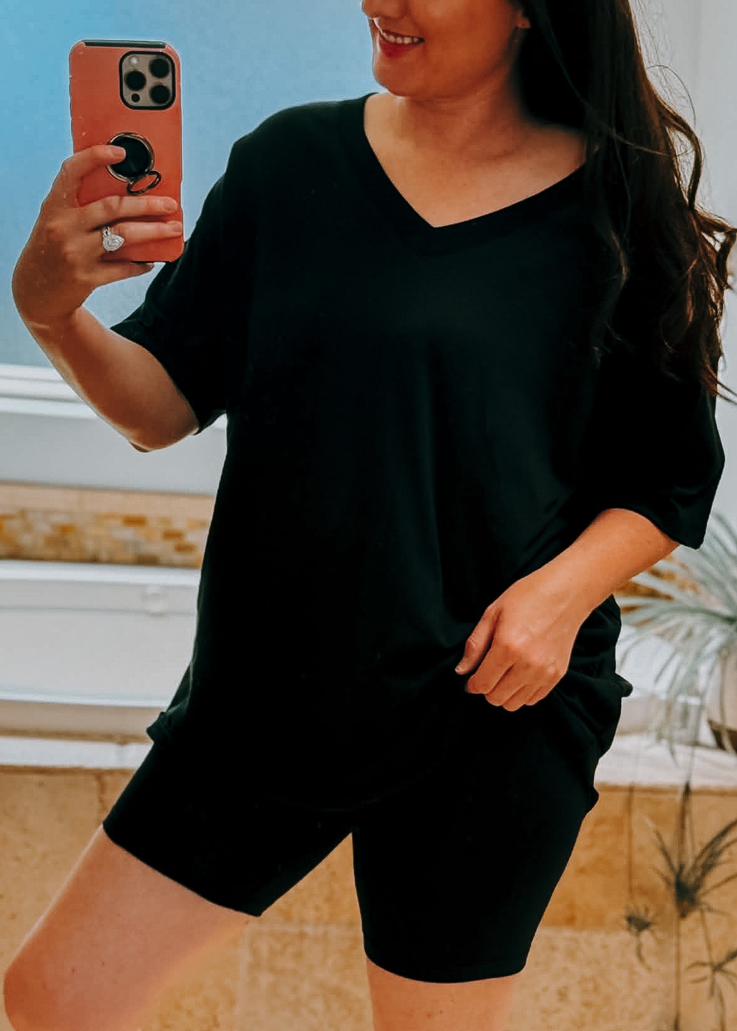 Not-So-Basic Black Oversized Biker Short Set biker short set zenana