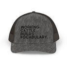 Embroidered Working Cattle Builds Vocabulary Trucker Hat [23 Colors] Embroidered TCC Hat The Cinchy Cowgirl - Print Dark Heather Grey